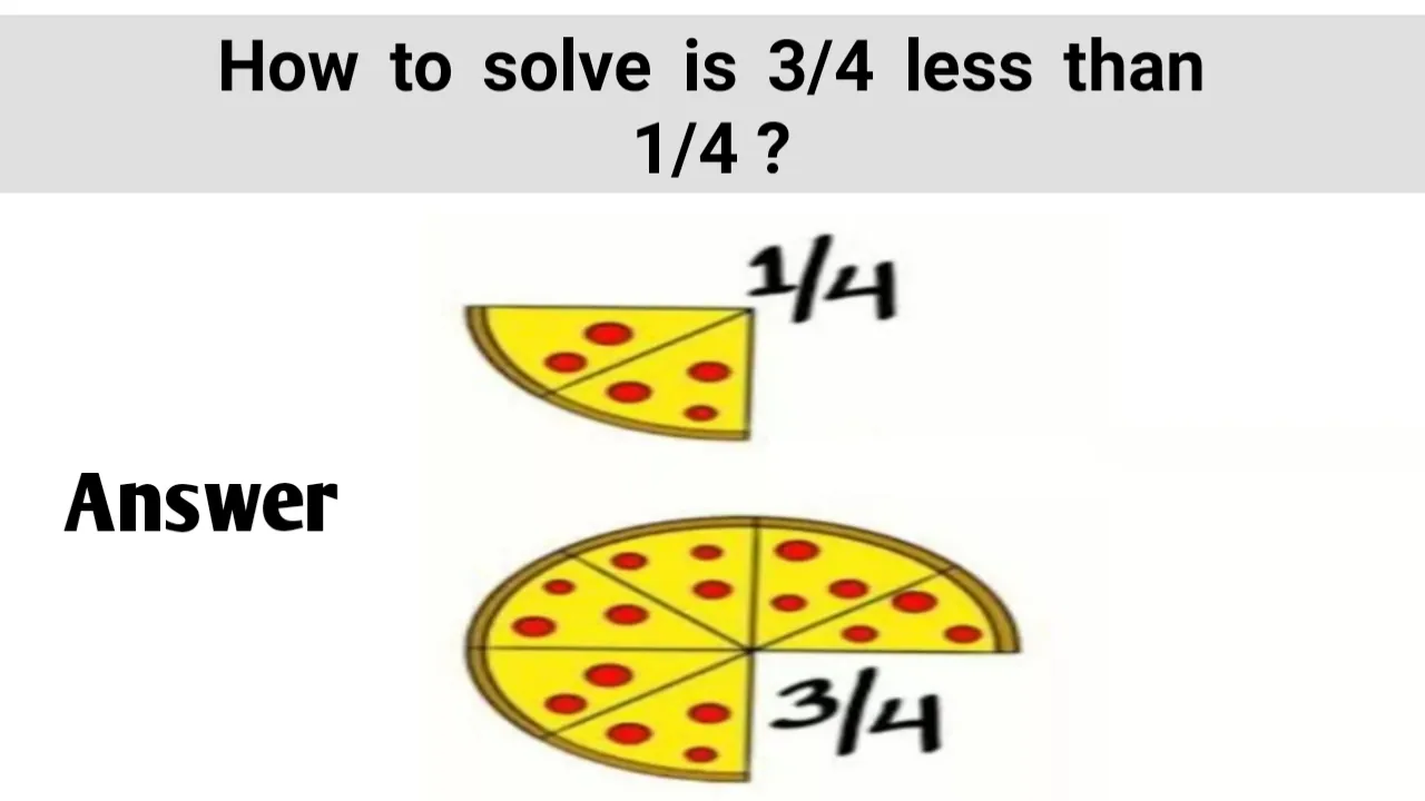 How to solve is 3/4 less than 1/4 ?